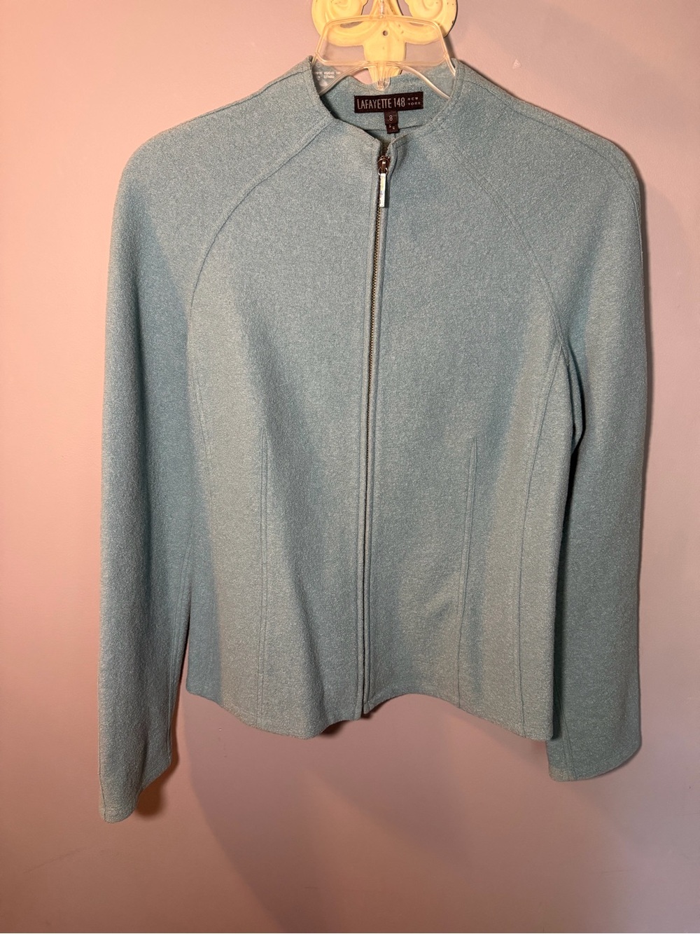 Lafayette 148 New York Powder Blue Zip-Front Blazer